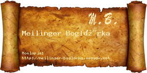 Meilinger Boglárka névjegykártya
